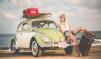 retro women with car